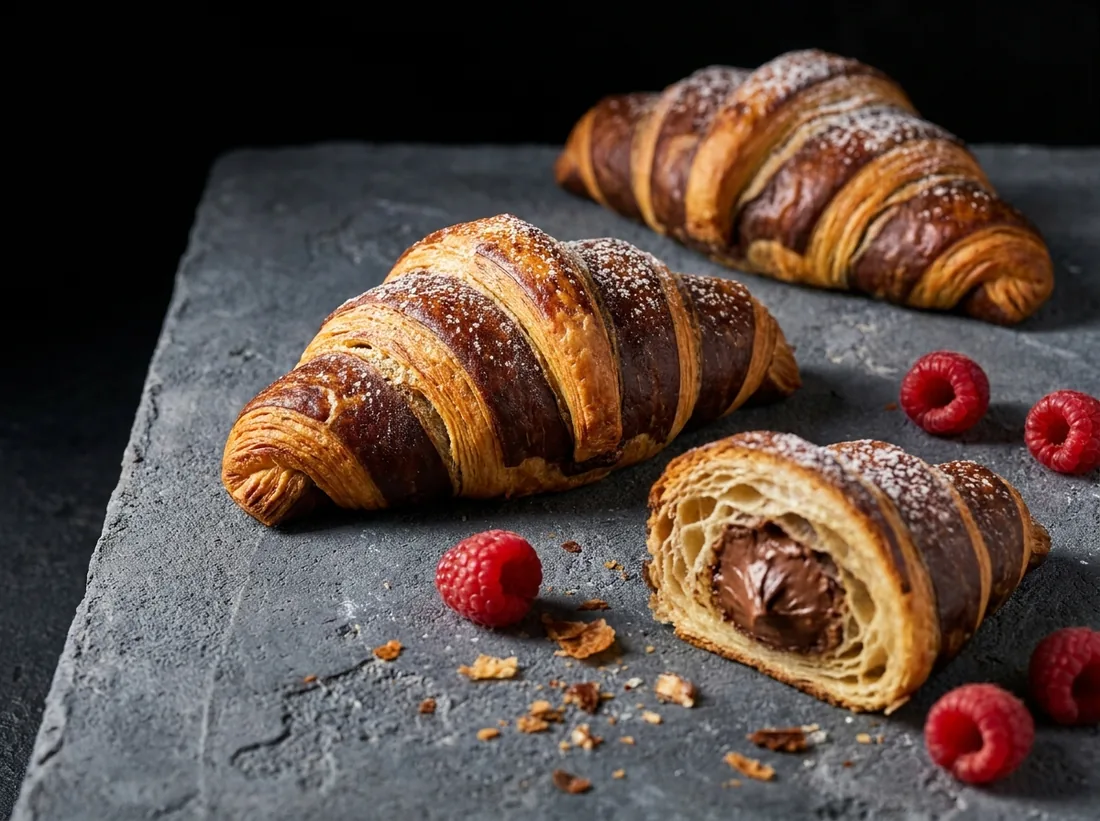 Croissant bicolor cu nugat